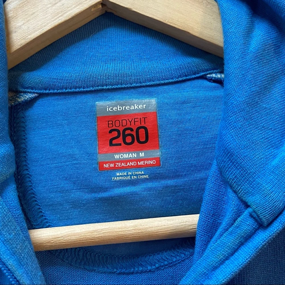 Icebreaker Bodyfit 260 Wool Zip Neck pullover Stripes Medium Blue Gray - Picture 6 of 12